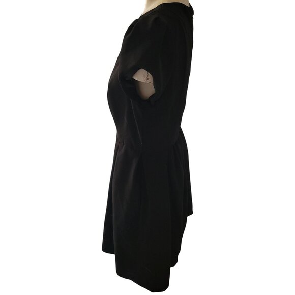 Zara Basic Black‎ Short-Sleeve Dress With Pleated Skirt & Back Zipper Closure - Picture 7 of 8